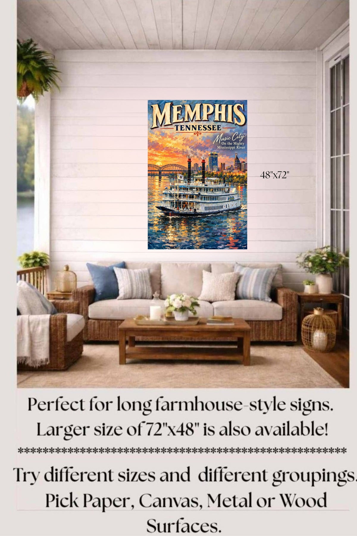 Memphis River Boat | Music City on the Mighty Mississippi | Teresa Johnson Art | Giclée Paper • Wood • Metal • Canvas