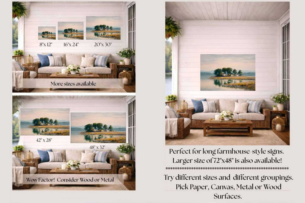 Coastal Point | Coastal Print| Landscape Art Print | Serene Island art| Impressionist Seascape | Beach House Wall Art | Lake & Coastal Decor