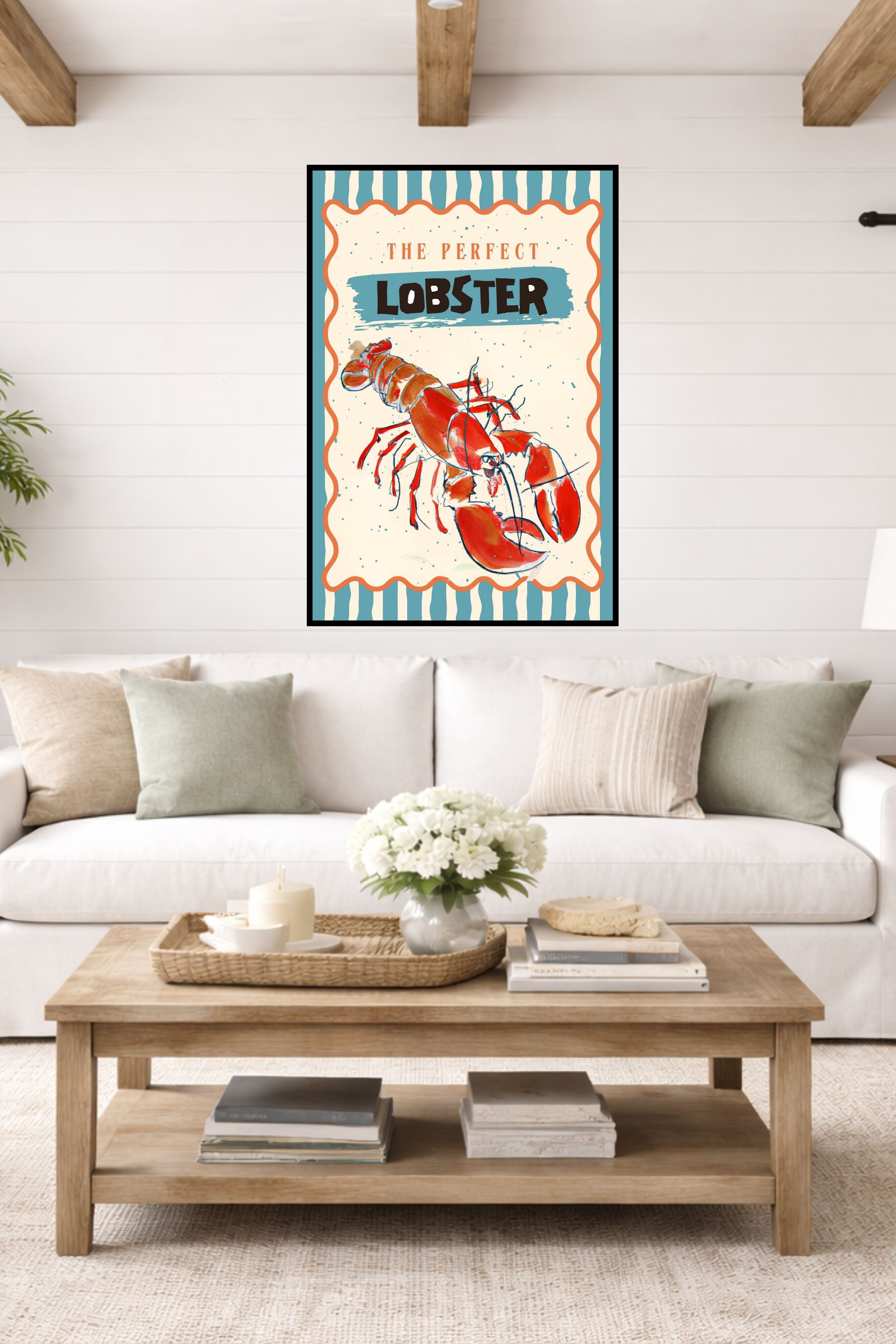 Perfect Lobster, Coastal Food, Maine, Prints, Canvas, Wood, or Metal Art