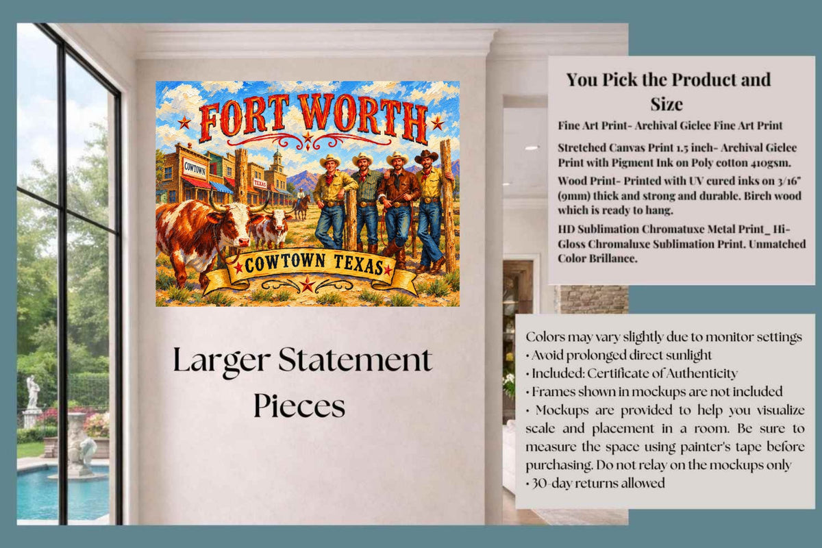 Ft. Worth Cowtown Texas| Western-Art-Animal|  Prints, Canvas, Wood, or Metal Art