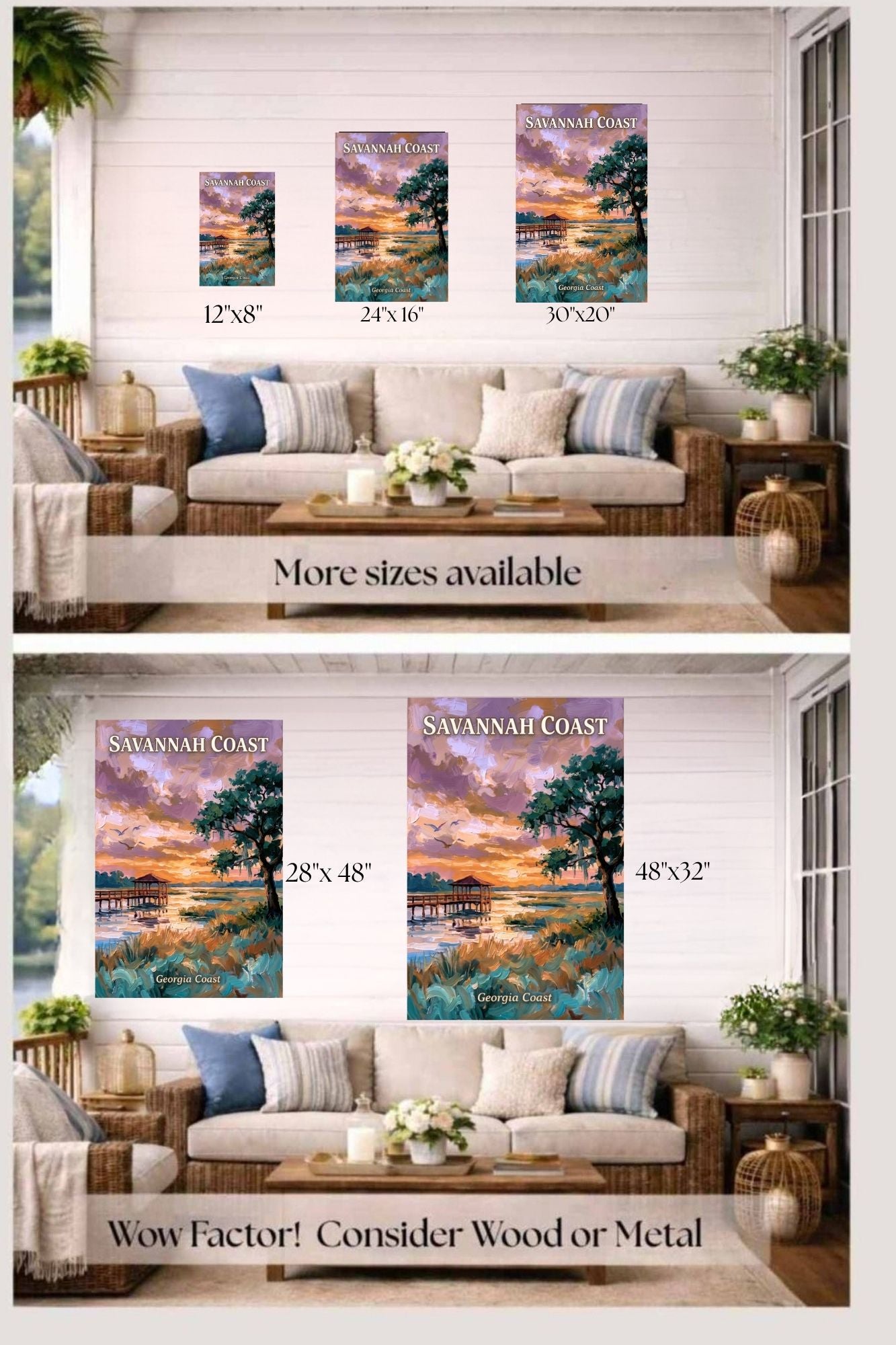 Savannah Coast At Sunset| Georgia Print| Lowlands Art| Giclee Paper- Wood- Metal- Canvas