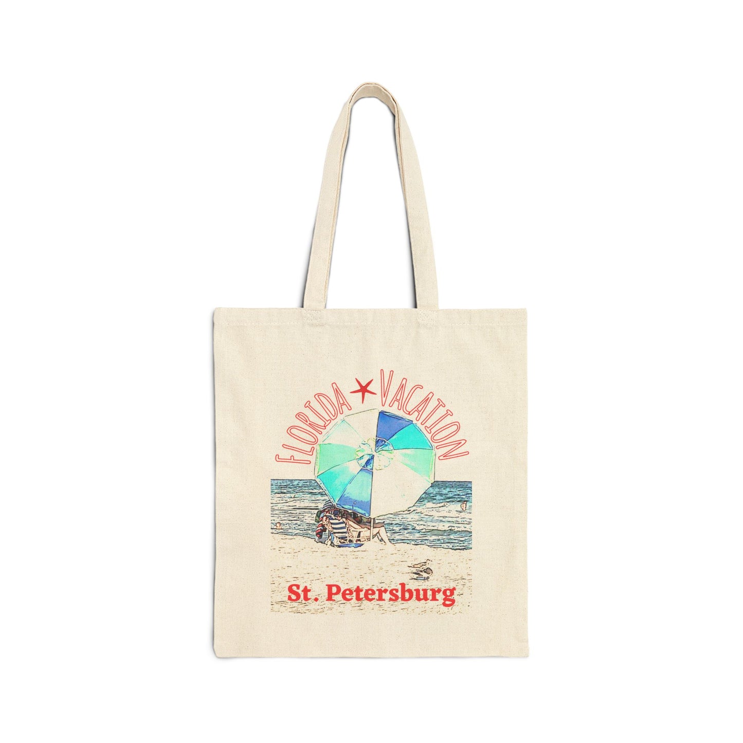 "Florida Vacation St. Petersburg" Stylish Cotton Canvas Tote Bag