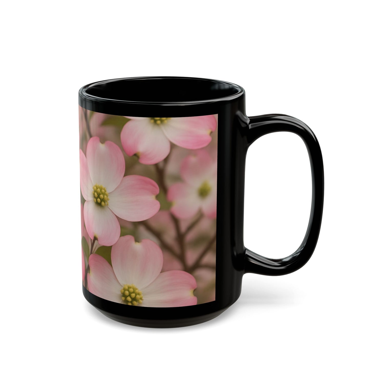 Dogwoods- 11 oz or 15 oz Ceramic Black Mugs