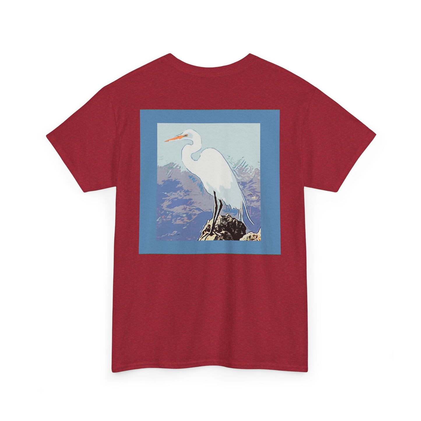 White Egret- Amazing Unisex Heavy Cotton Short Sleeve Tee Shirts!