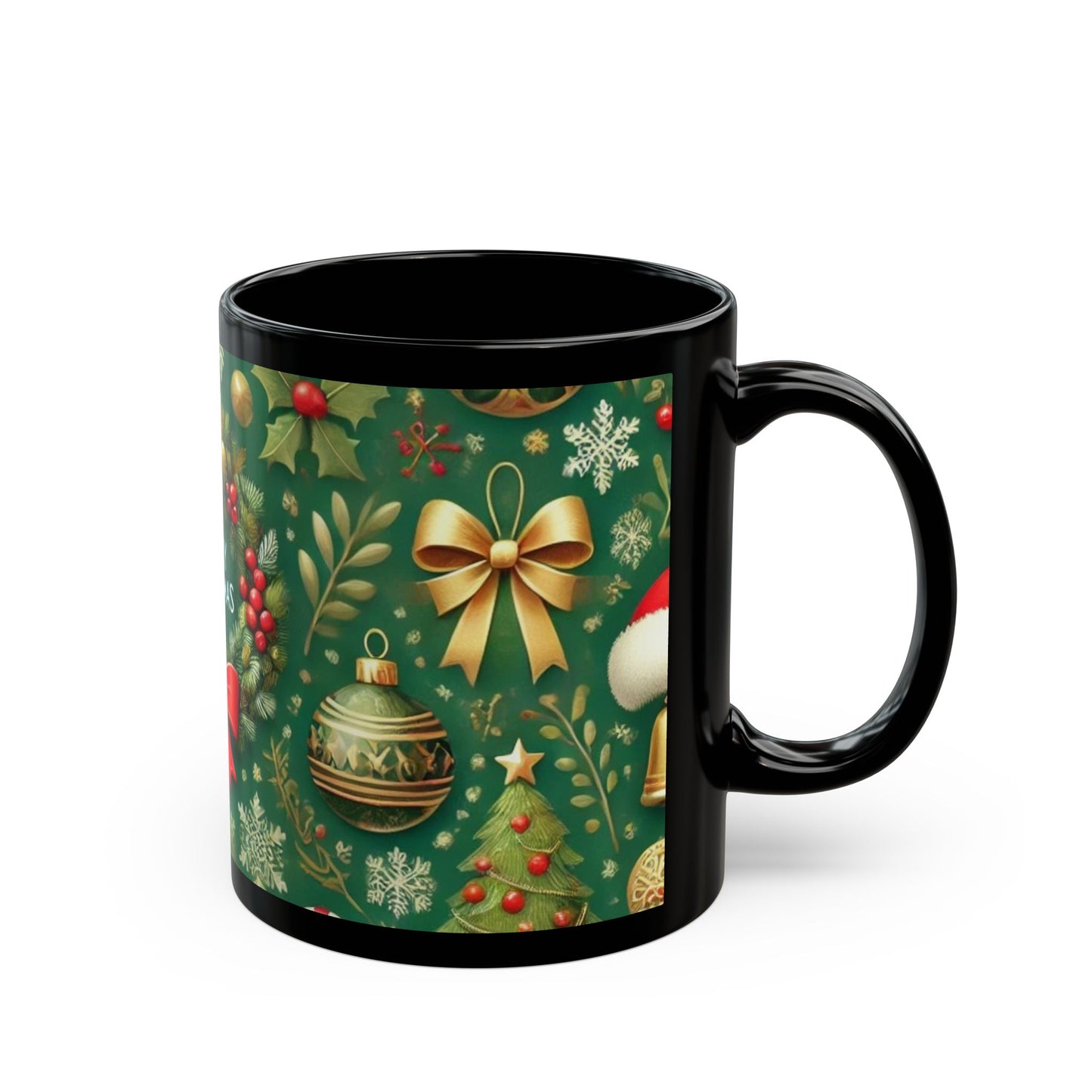 Merry Christmas- 11 oz or 15 oz Ceramic Black Mugs