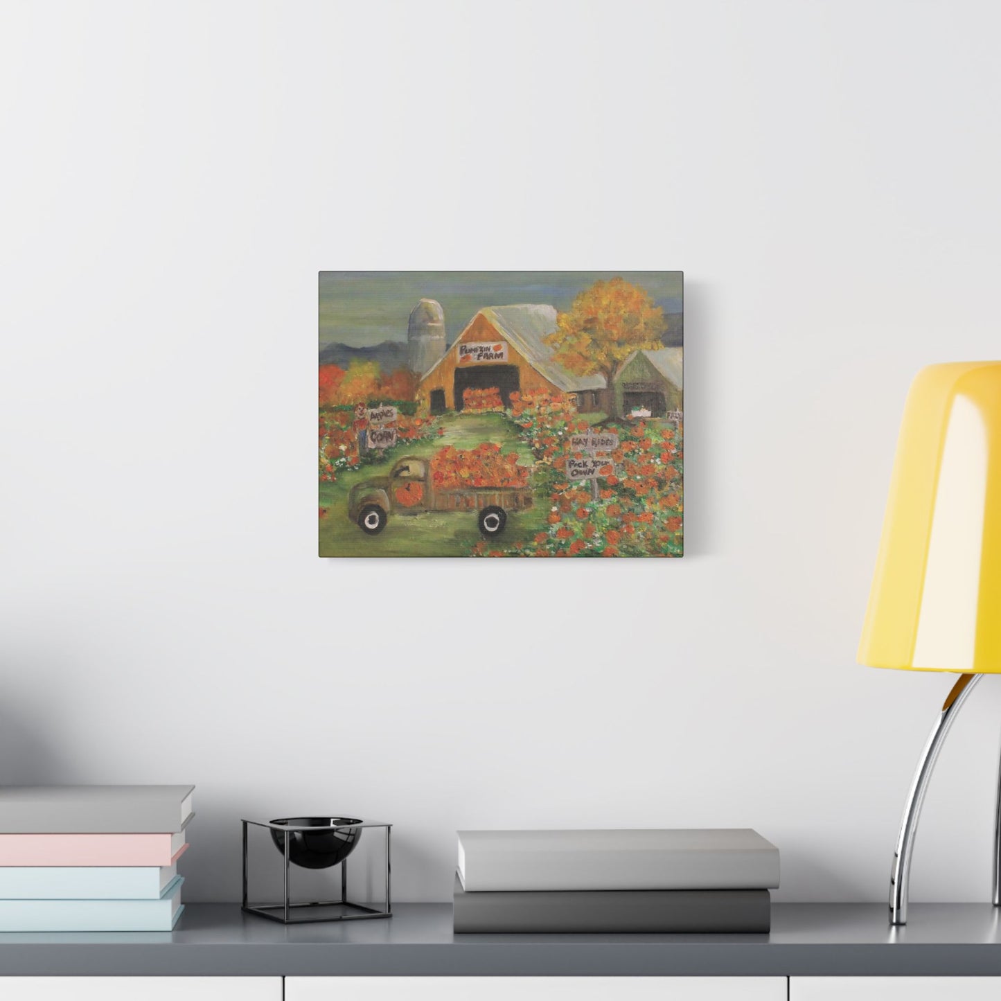 October Pumpkin Farm - Art- Gallery Wrapped- Satin Stretched Canvas Gallery Wraps - No Frame Needed