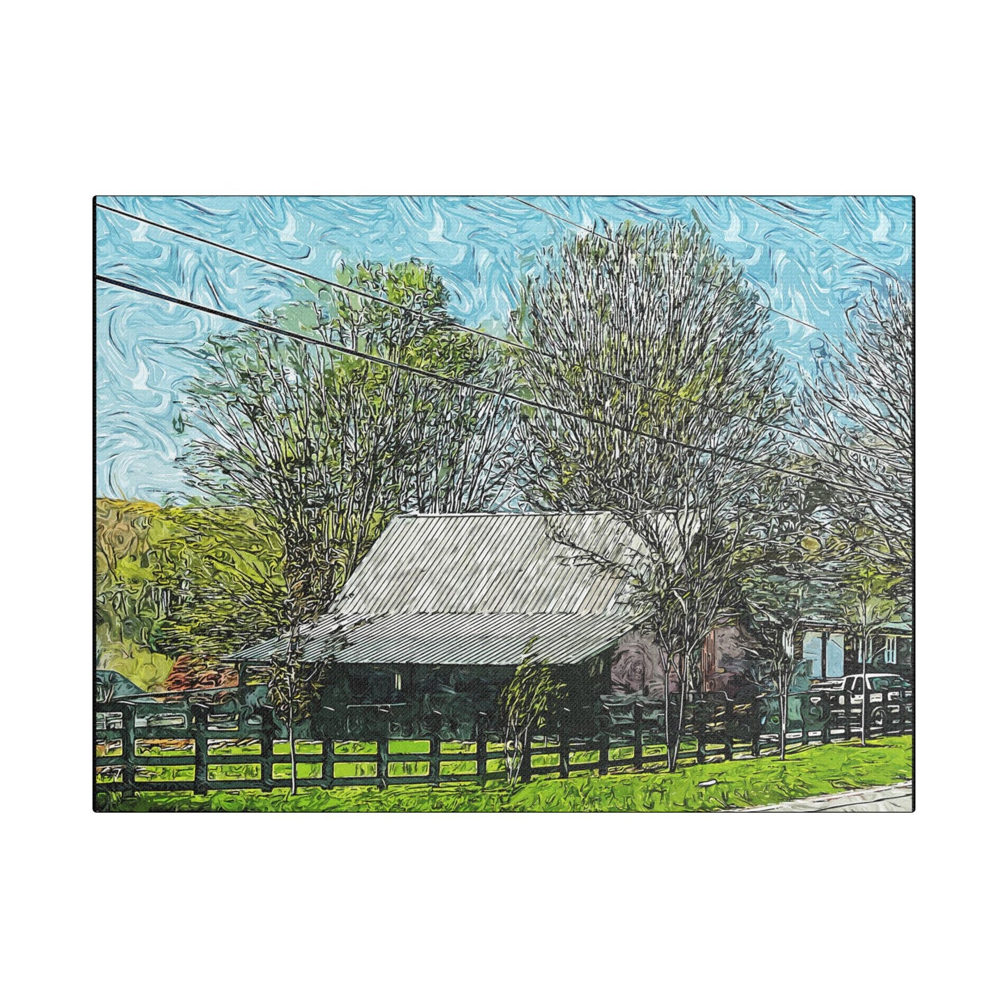 Farm Building- Art- Gallery Wrapped- Satin Stretched Canvas Gallery Wraps - No Frame Needed