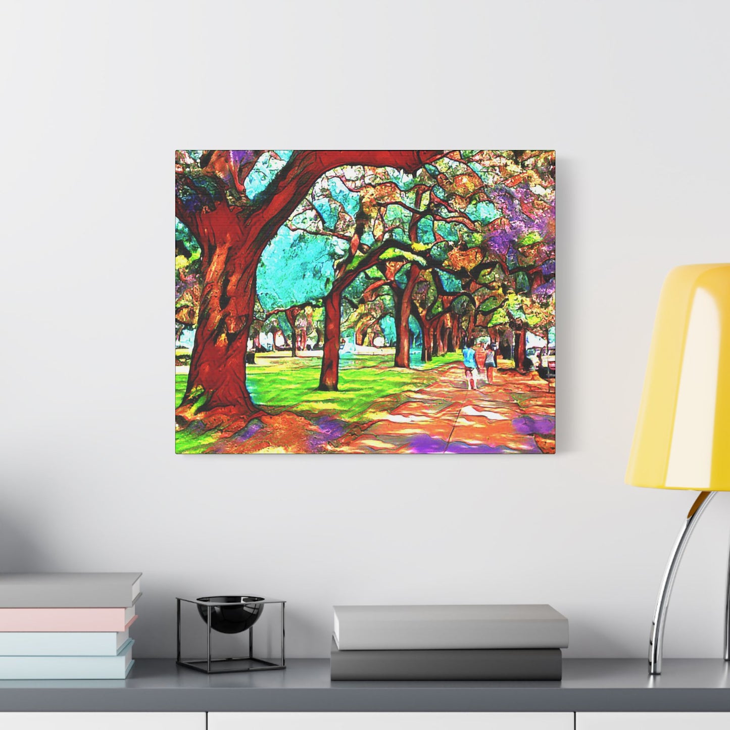 Walk in the Park- Art- Gallery Wrapped- Satin Stretched Canvas Gallery Wraps - No Frame Needed