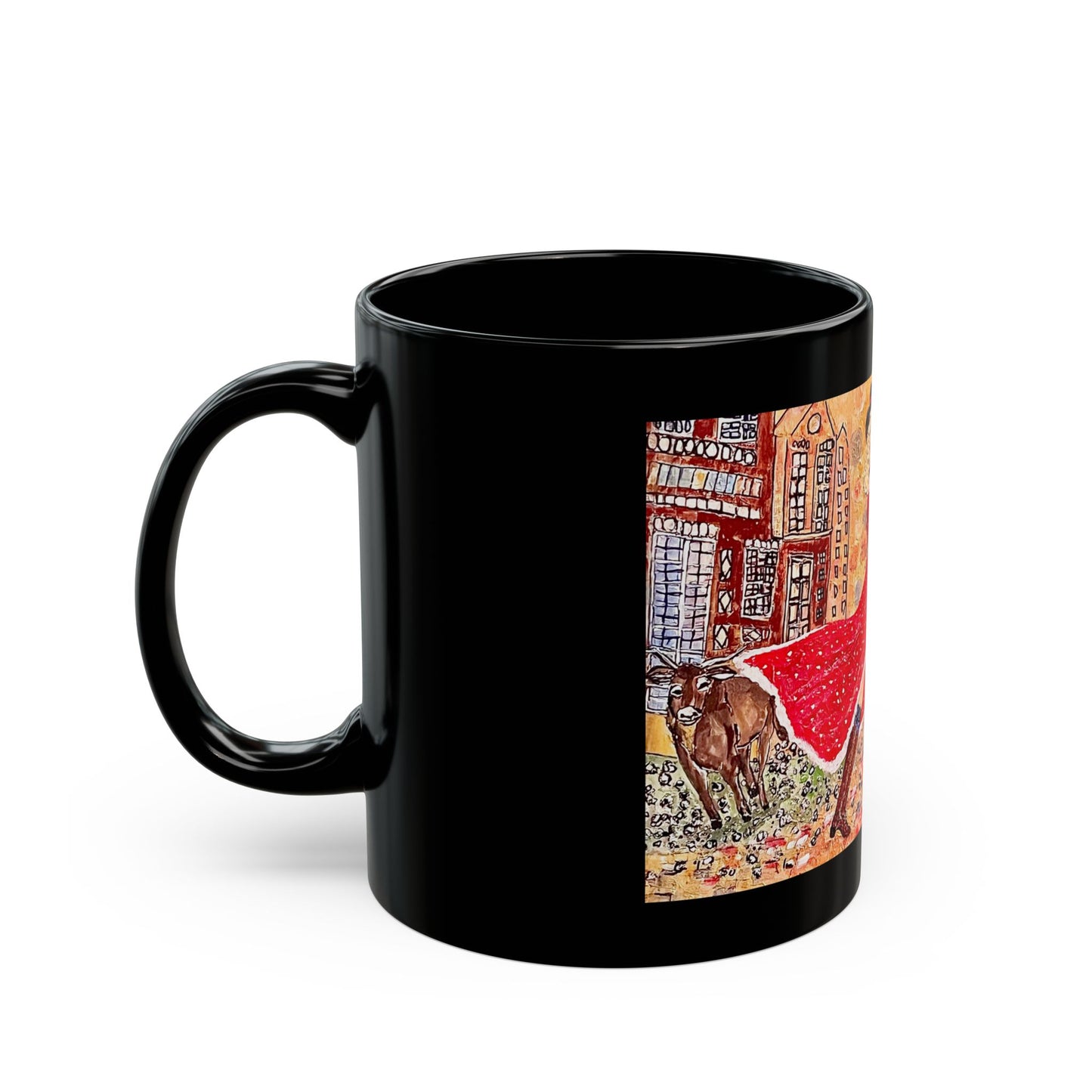 Singing Cowgirl - 11 oz or 15 oz Ceramic Black Mugs