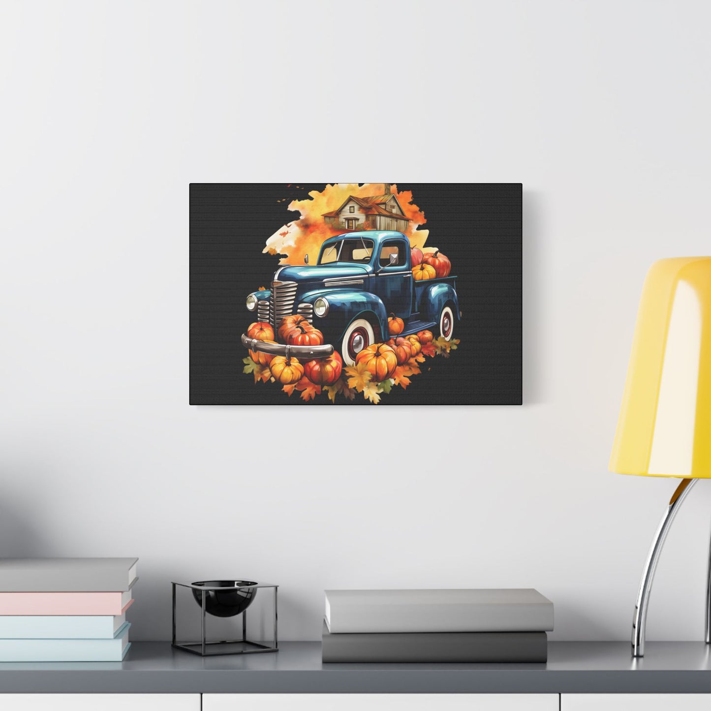 Fall Truck Art- Gallery Wrapped- Satin Stretched Canvas Gallery Wraps - No Frame Needed