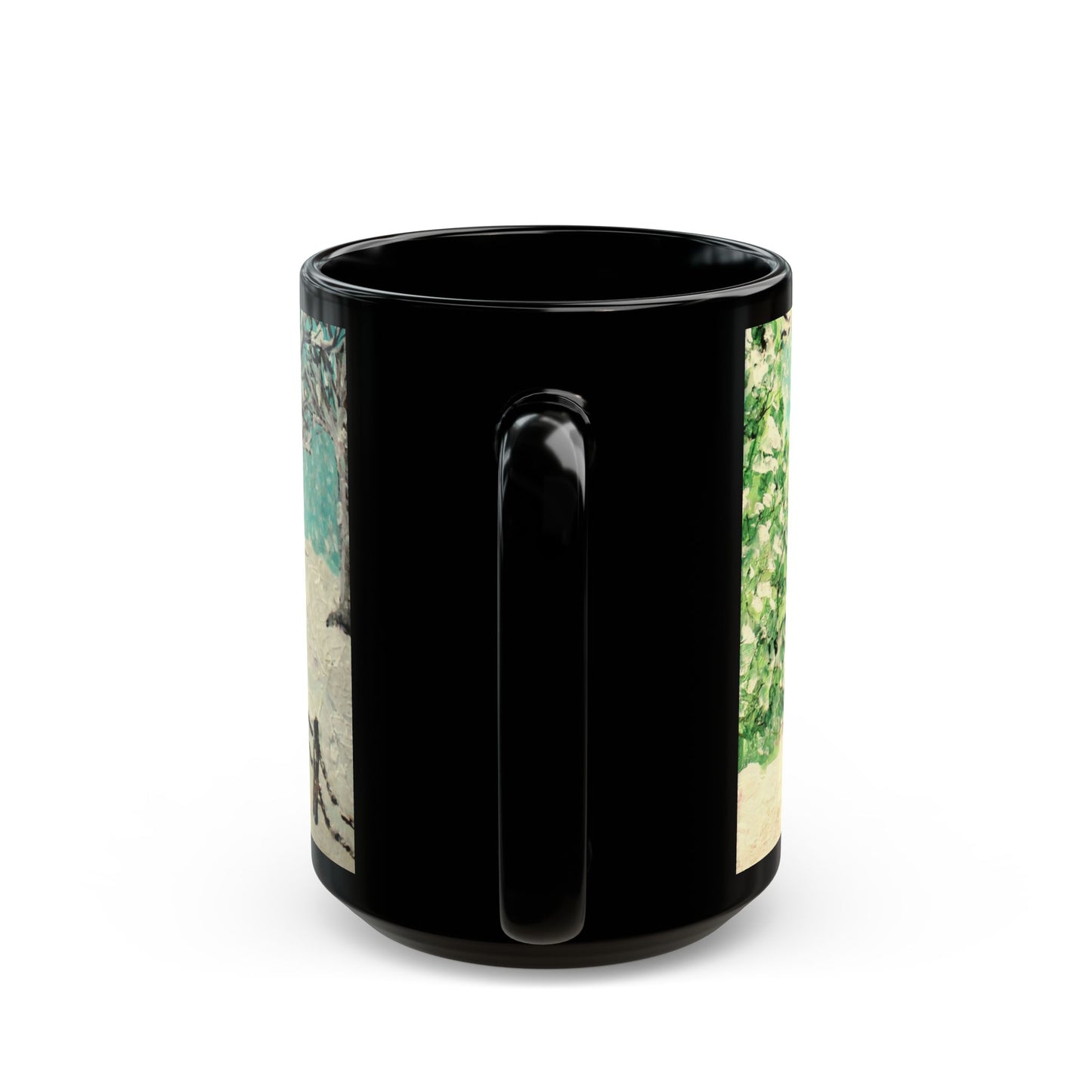 Snowy Christmas Morning - 11 oz or 15 oz Ceramic Black Mugs