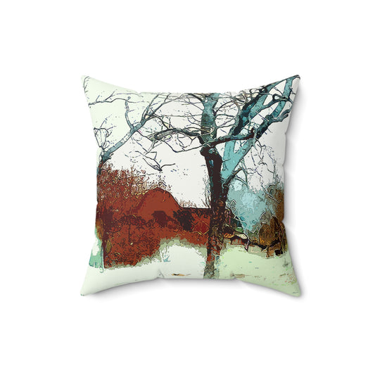 Barns in the Woods- Faux Suede Square Pillow