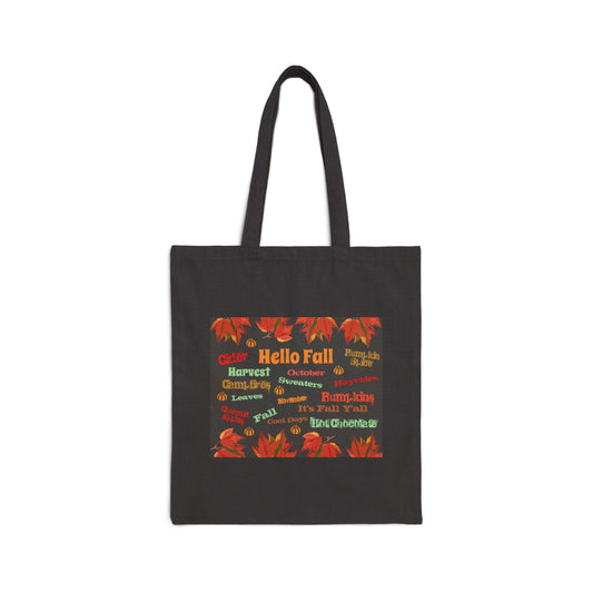 "Hello Fall" Stylish Cotton Canvas Tote Bag