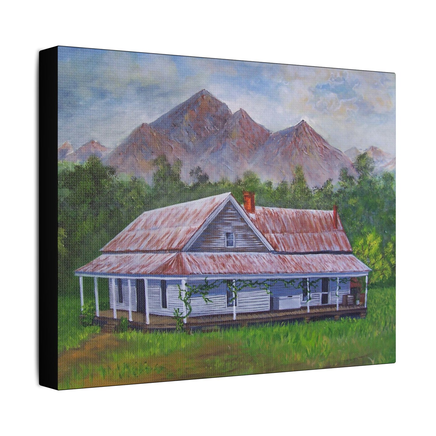 Mountain House- Art- Gallery Wrapped- Satin Stretched Canvas Gallery Wraps - No Frame Needed