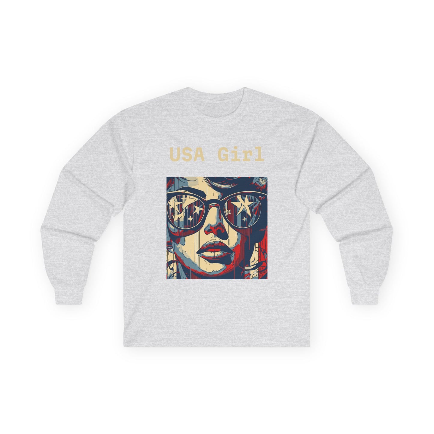 "USA Girl" Long Sleeve Casual Unisex Tee Shirt