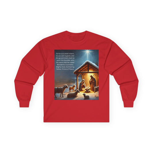 "Birth of Jesus" Long Sleeve Casual Unisex Tee Shirt