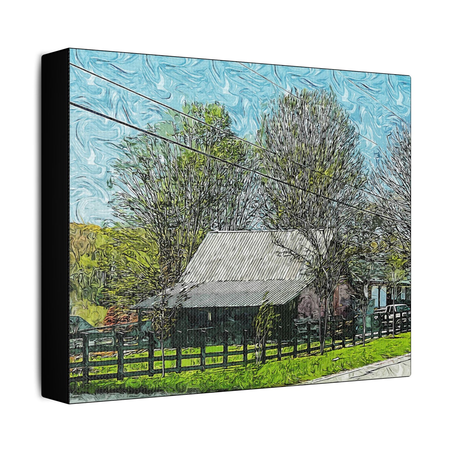 Farm Building- Art- Gallery Wrapped- Satin Stretched Canvas Gallery Wraps - No Frame Needed