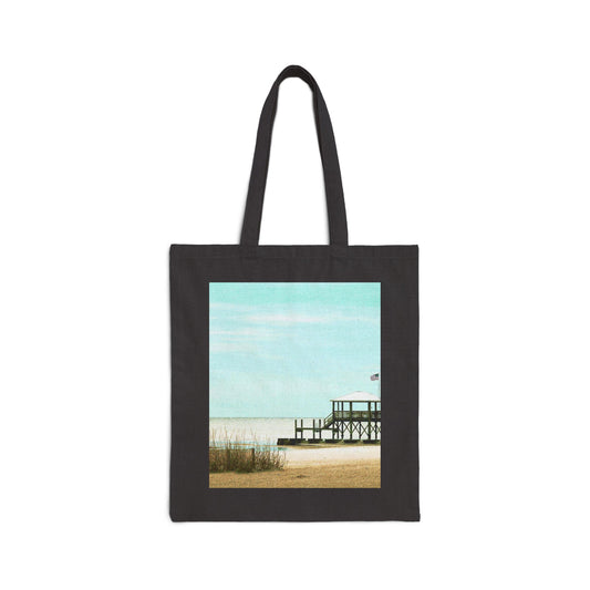 "Beach" Stylish Cotton Canvas Tote Bag, Eco-Friendly Shopping Bag