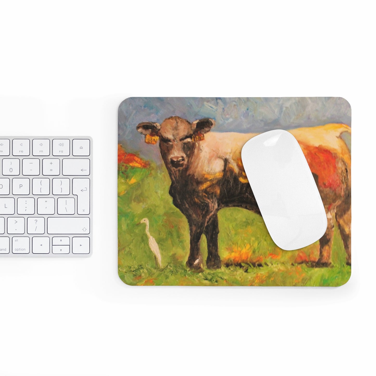 White Egret and the Bull Mousepad