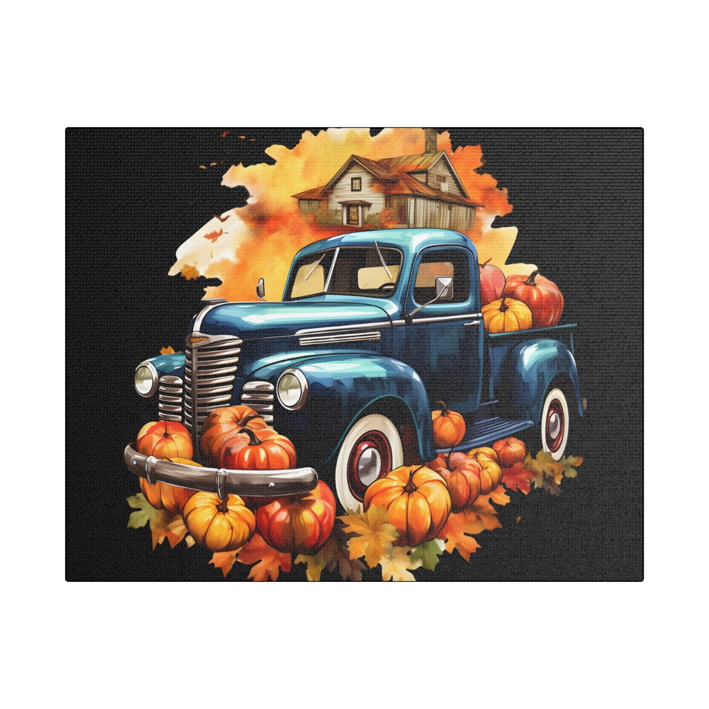 Fall Truck Art- Gallery Wrapped- Satin Stretched Canvas Gallery Wraps - No Frame Needed