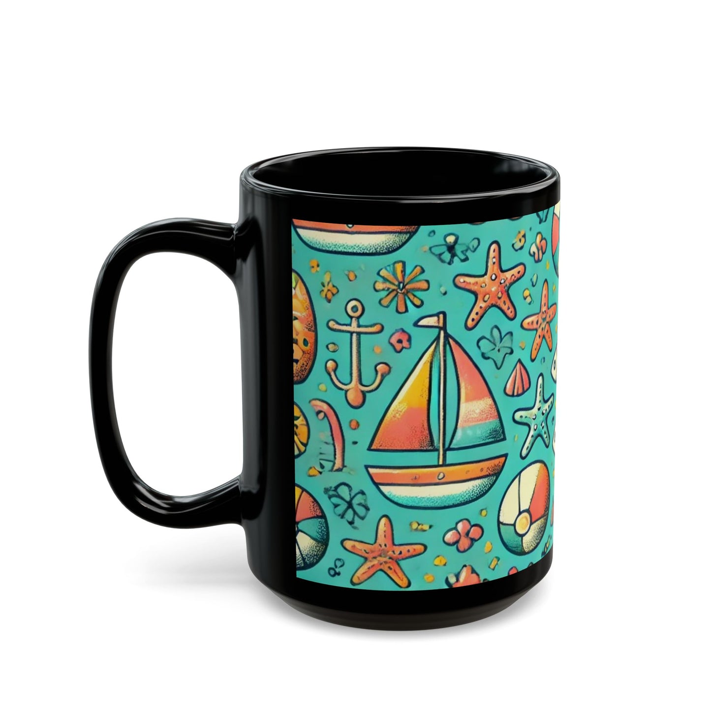 By the Sea- 11 oz or 15 oz Ceramic Black Mugs