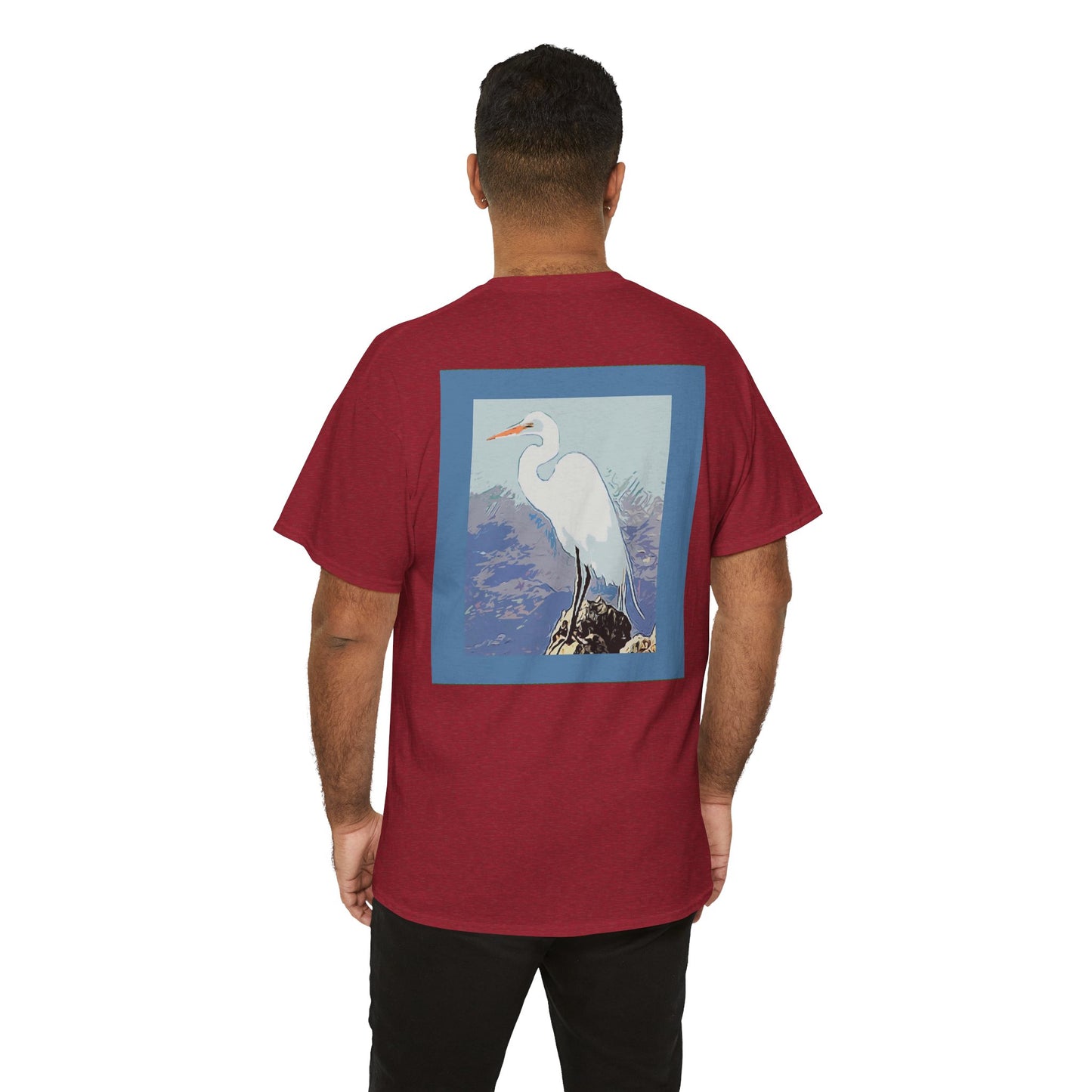 White Egret- Amazing Unisex Heavy Cotton Short Sleeve Tee Shirts!