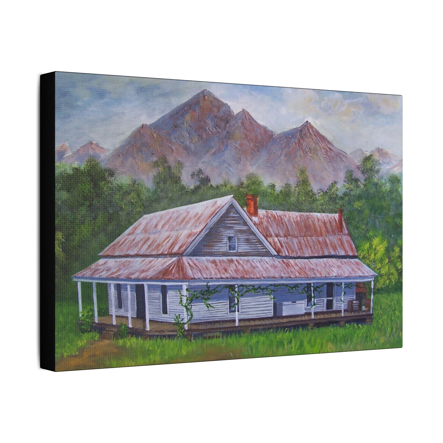 Mountain House- Art- Gallery Wrapped- Satin Stretched Canvas Gallery Wraps - No Frame Needed