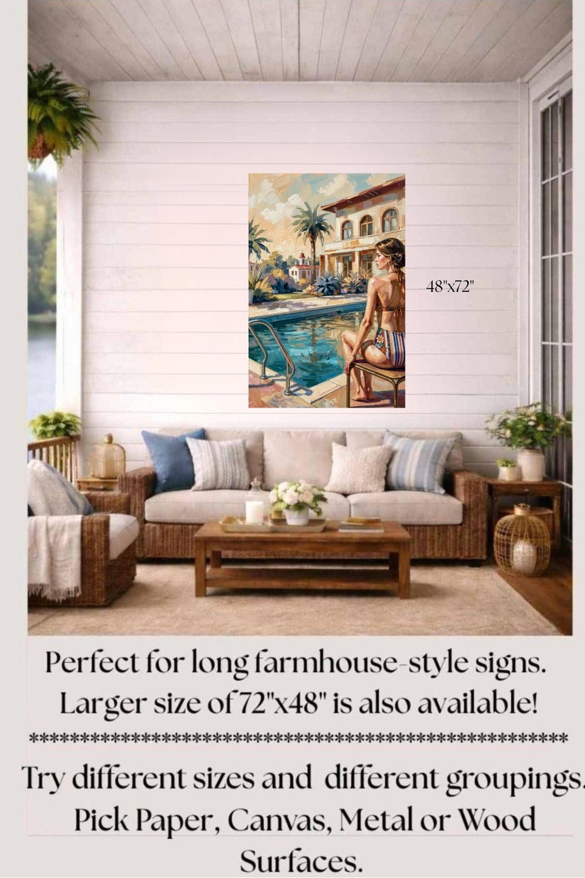 By the Pool, Bahamas | Tropical Resort Wall Art | Island Vacation Impressionist Painting | Giclée Paper • Canvas • Wood • Metal
