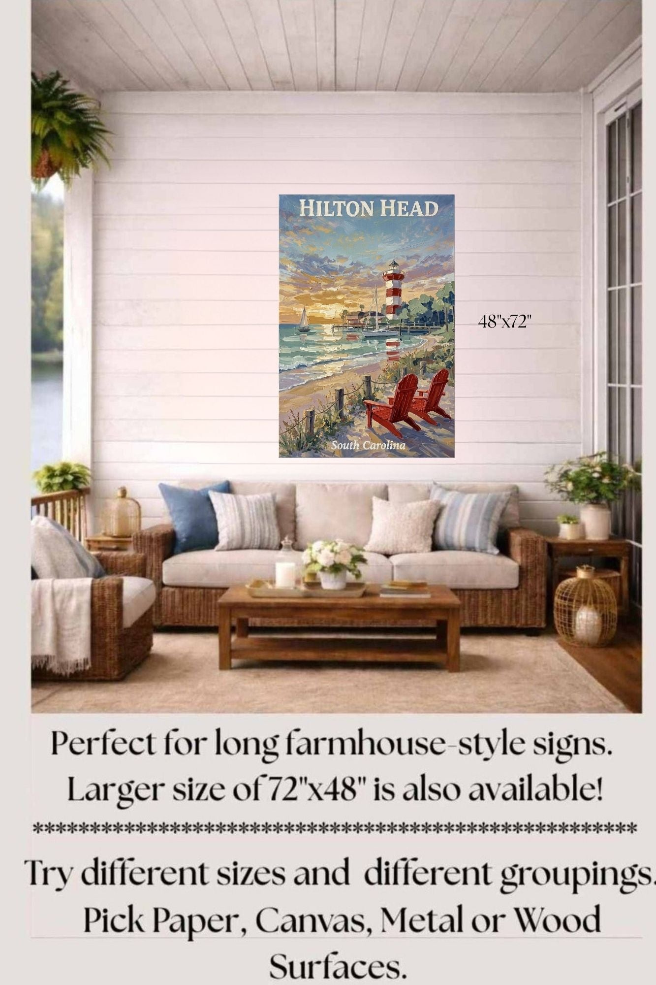 Hilton Head Sunset at Harbour Town Lighthouse | Ocean Print| Beach Art| Travel Poster| Giclee Paper- Wood- Metal- Canvas