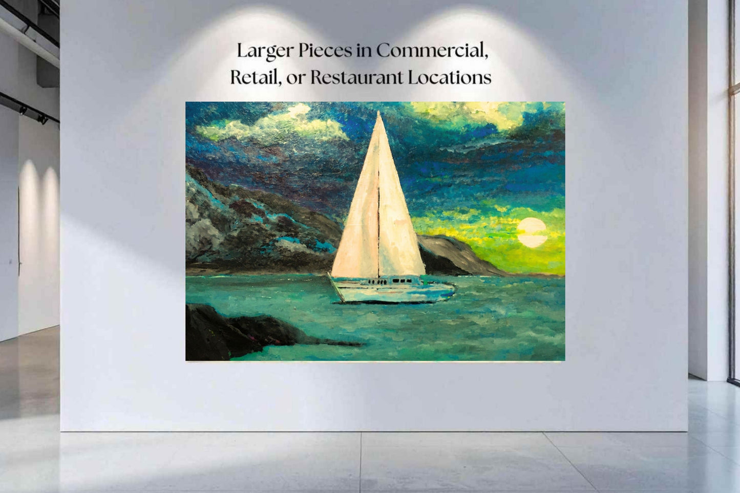 Sailing Past the Point | Original Teresa Johnson Coastal Sailboat Art | Ocean Seascape | Nautical Wall Decor | Giclée Paper • Wood • Metal • Canvas