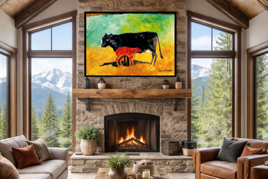 Allison's Cow and Calf Fine| Original Teresa Johnson Print | Western Decor |-Giclee Paper- Canvas