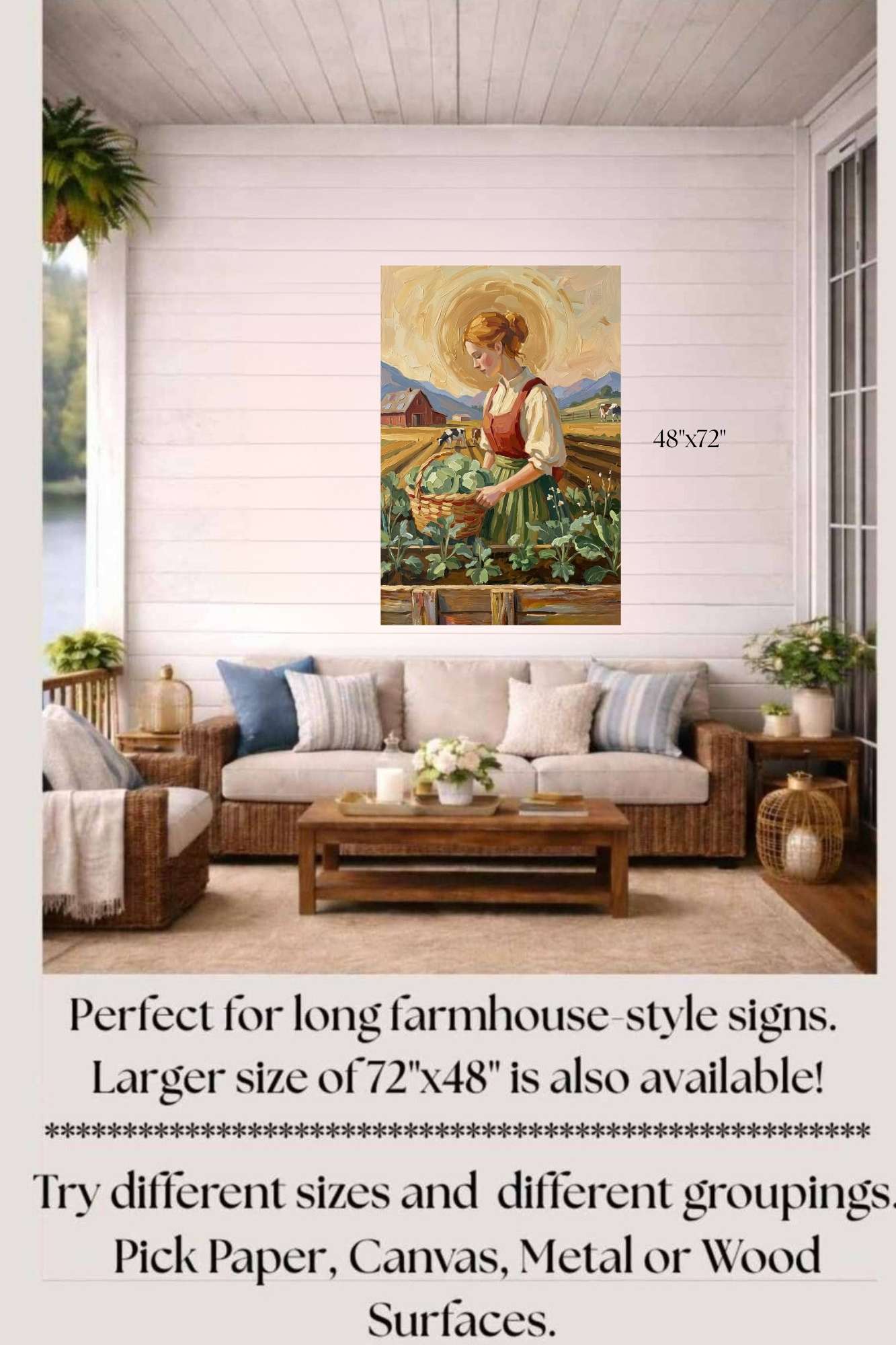 Harvest The Garden| Vintage Style Print| Farm Cow Art| Giclee Paper- Wood- Metal- Canvas