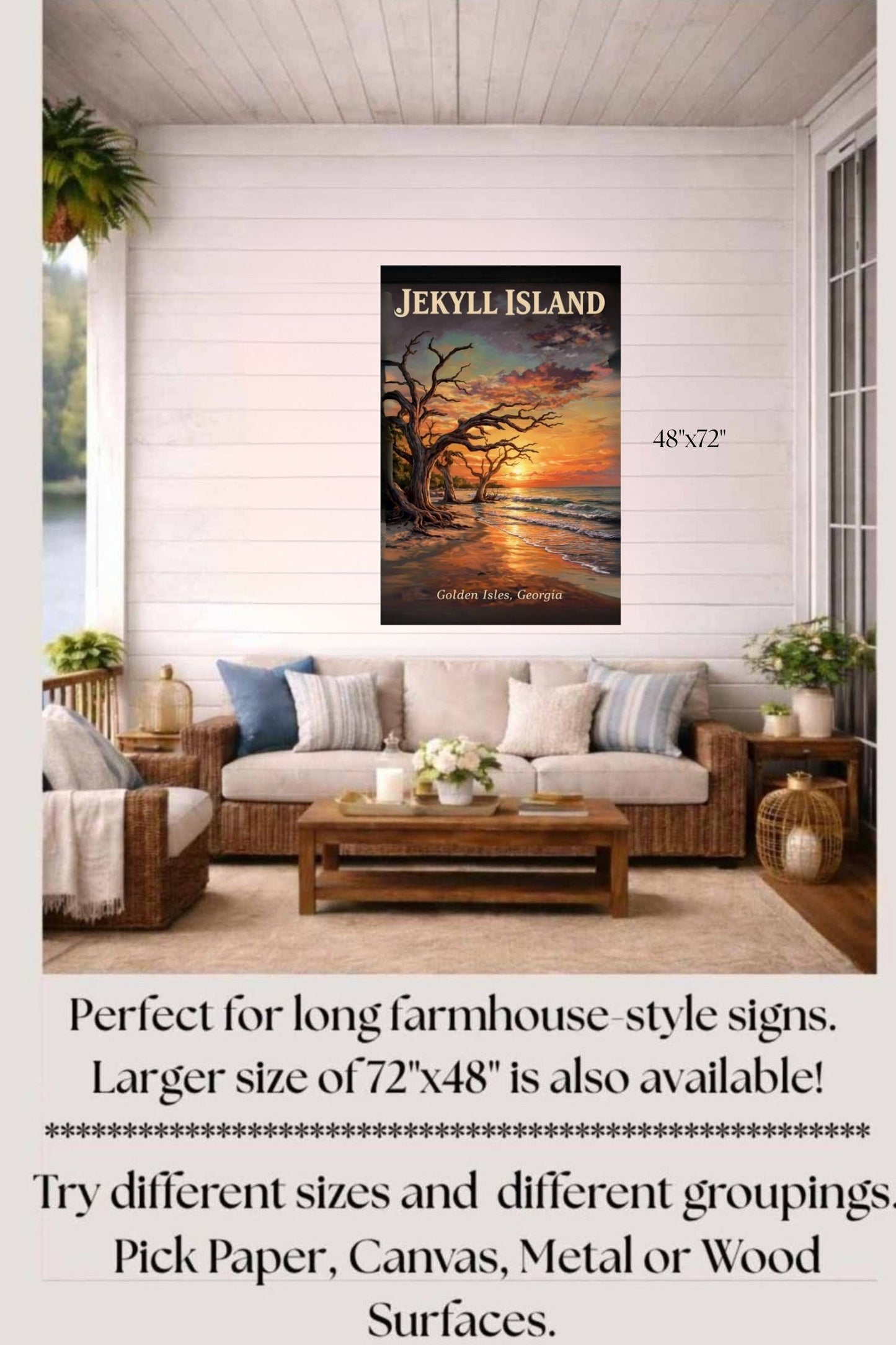 Jekyll Island |Driftwood Print| Beach at Sunrise| Ocean Beach Art Print| Travel Poster| Giclee Paper- Wood- Metal- Canvas