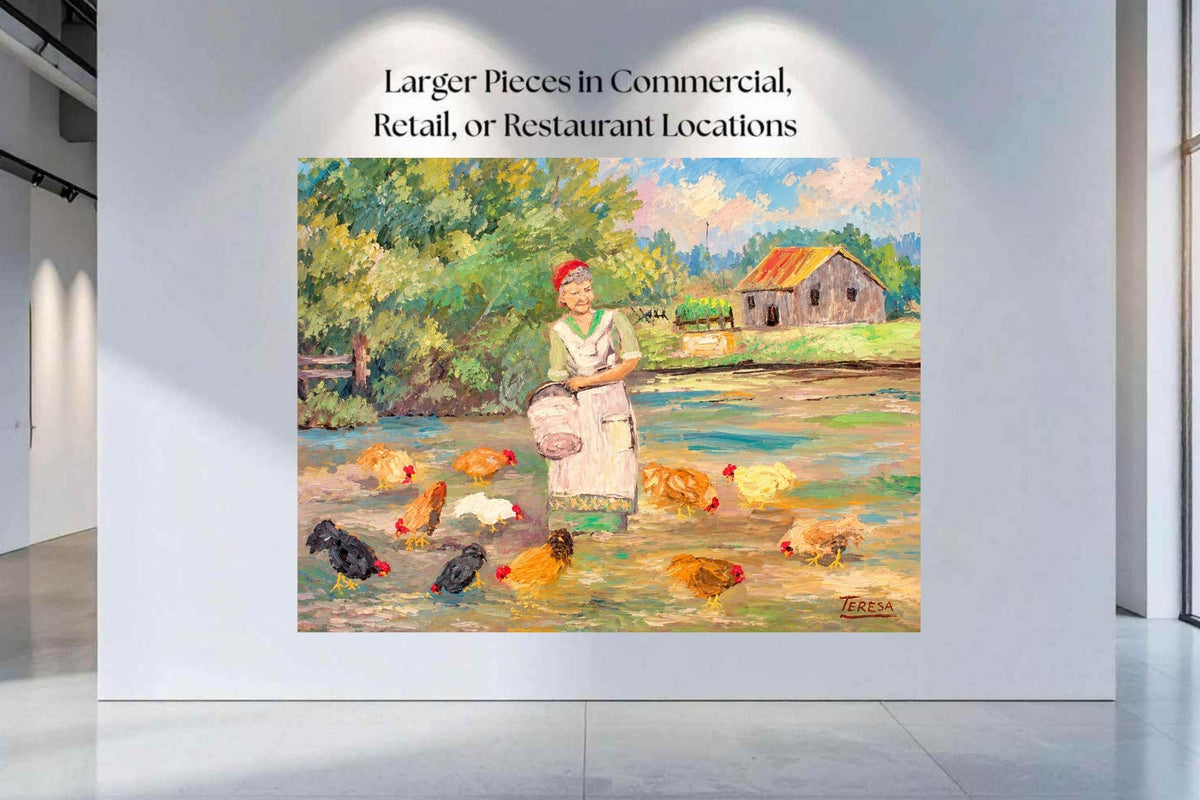 Feeding the Chickens-Animal-Giclee Prints, Canvas, Wood, or Metal Art