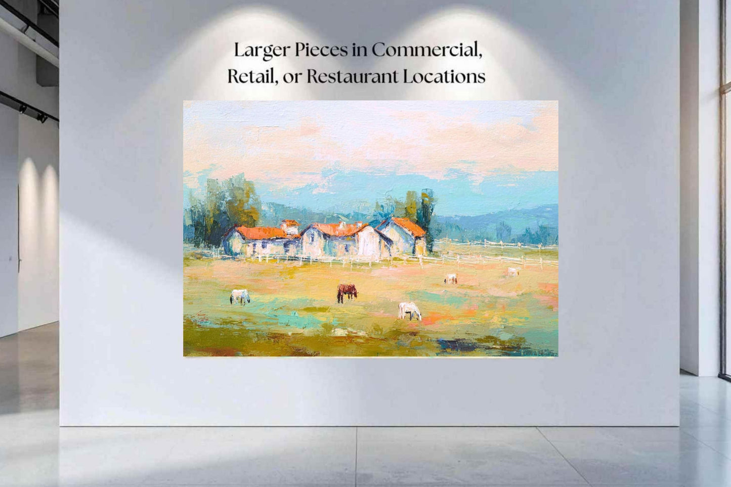 Tuscan Horse Farm at Dusk| Equestrian Print |Impressionist Art| Landscape Print| Giclée on Canvas, Wood, Metal, Fine Art Paper
