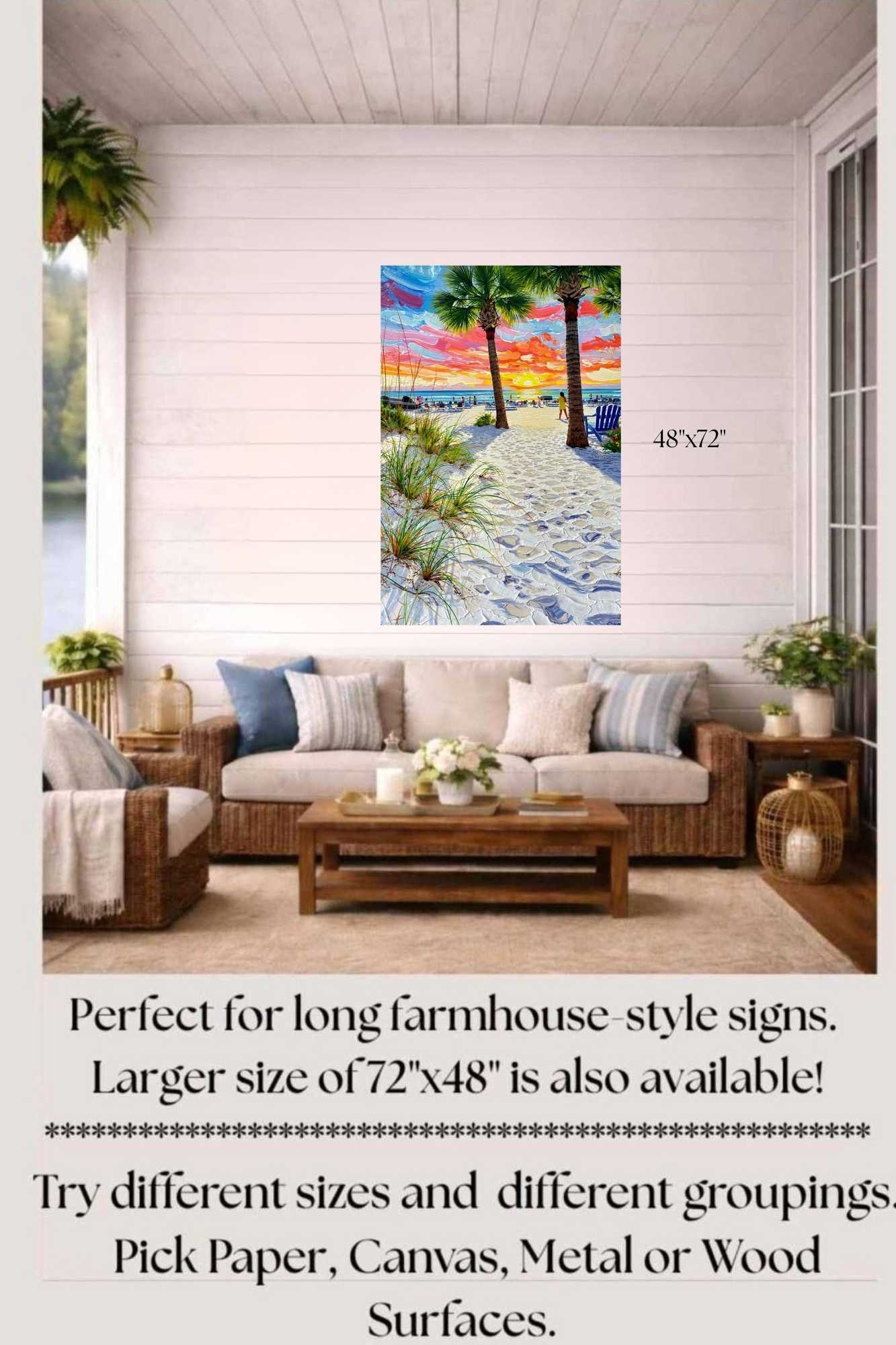 Peaceful Shores | Coastal Beach| Palm Tree Art| Giclee Paper- Wood- Metal- Canvas