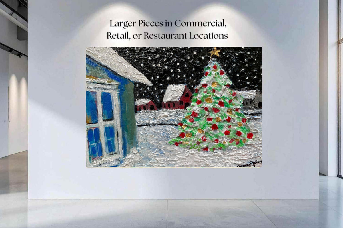 Country Christmas Morning| Merry Christmas| Vintage Style Art| Giclee Paper- Wood- Metal- Canvas
