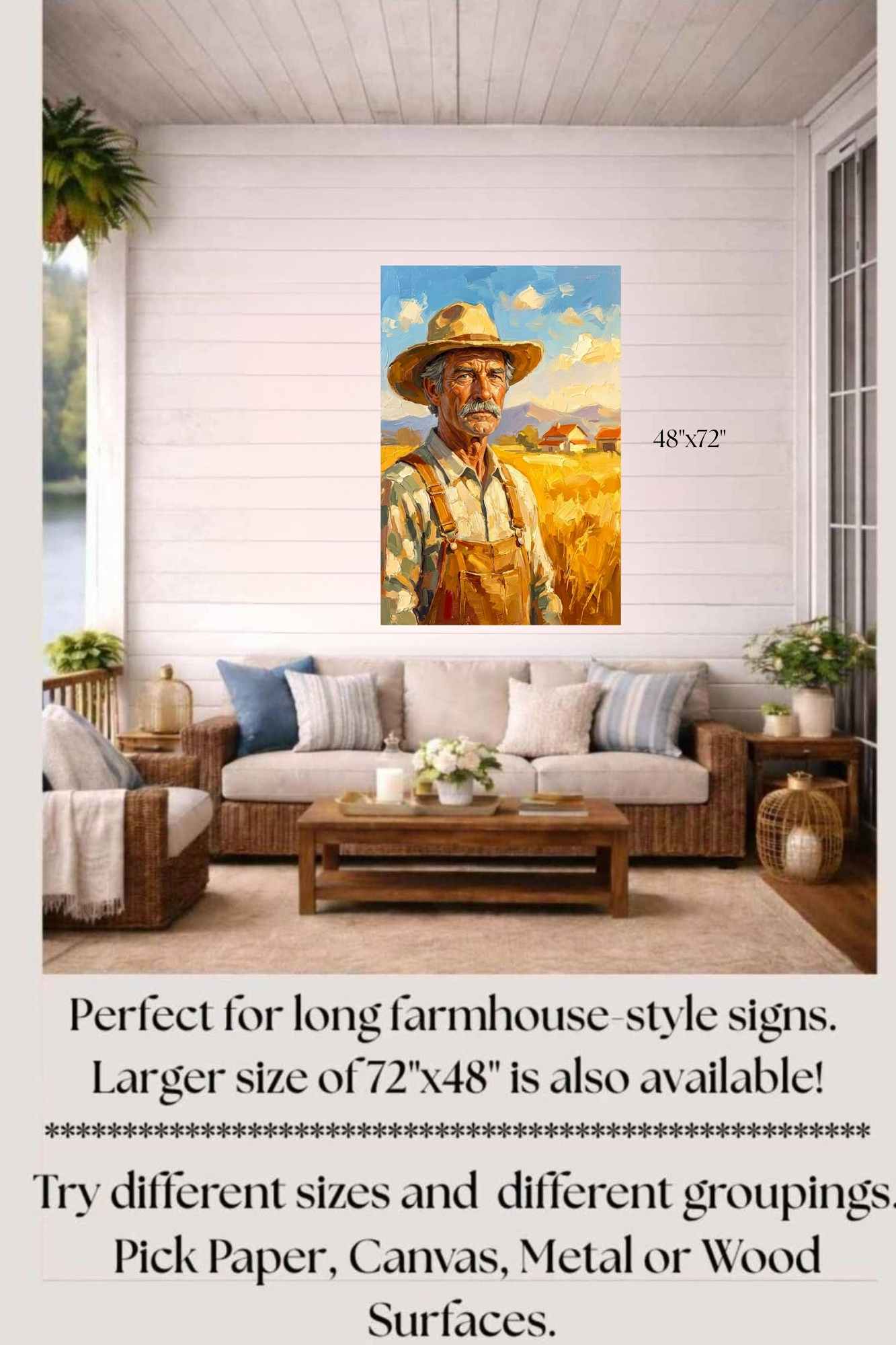 American Farmer| Farm Harvest Art| Giclee Paper- Wood- Metal- Canvas