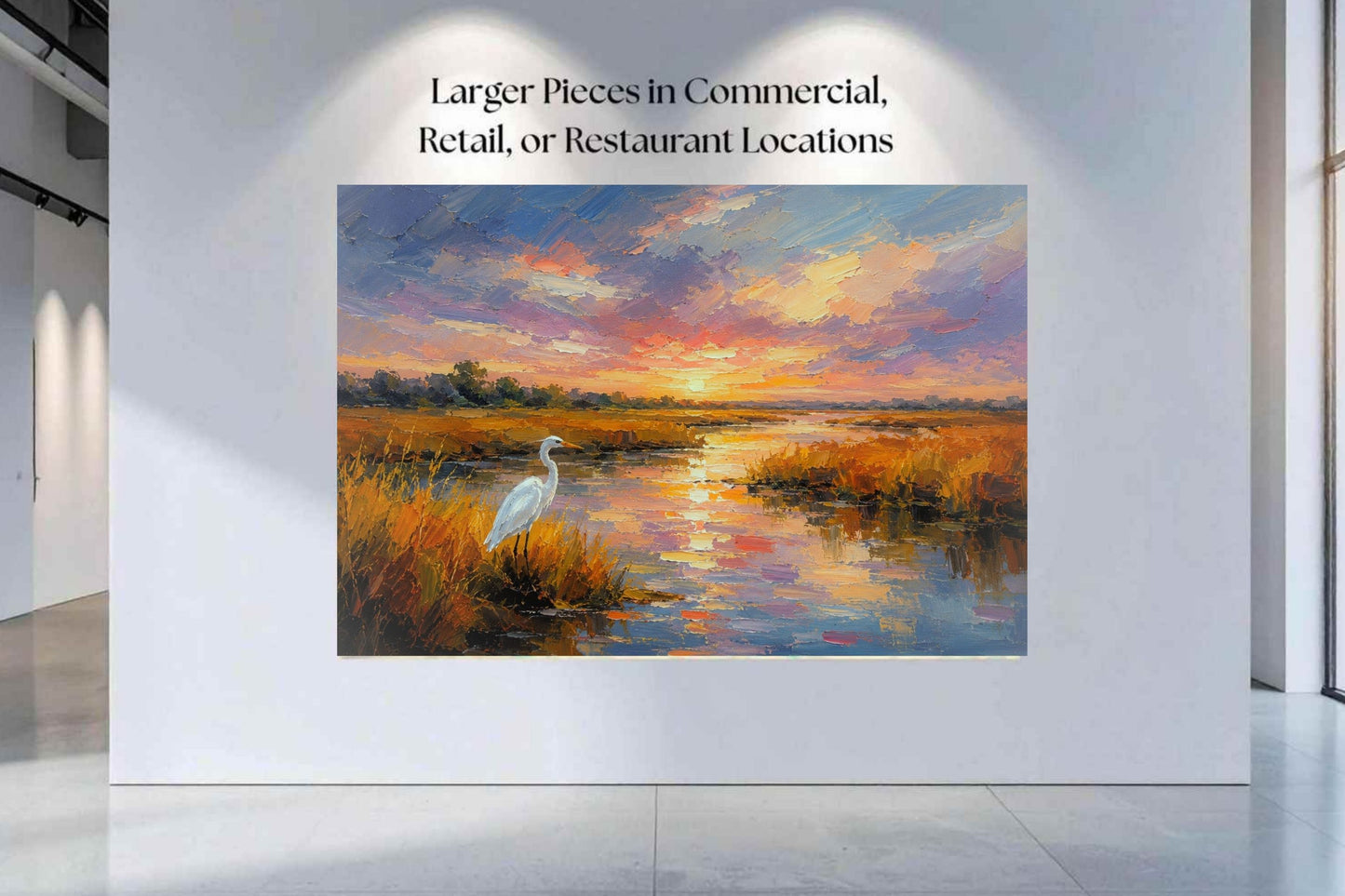 White Egret among the Reeds |Coastal Print| Shores Art | Florida River |Life in Tropical Area| Stream Art |Giclee Paper- Wood- Metal- Canvas