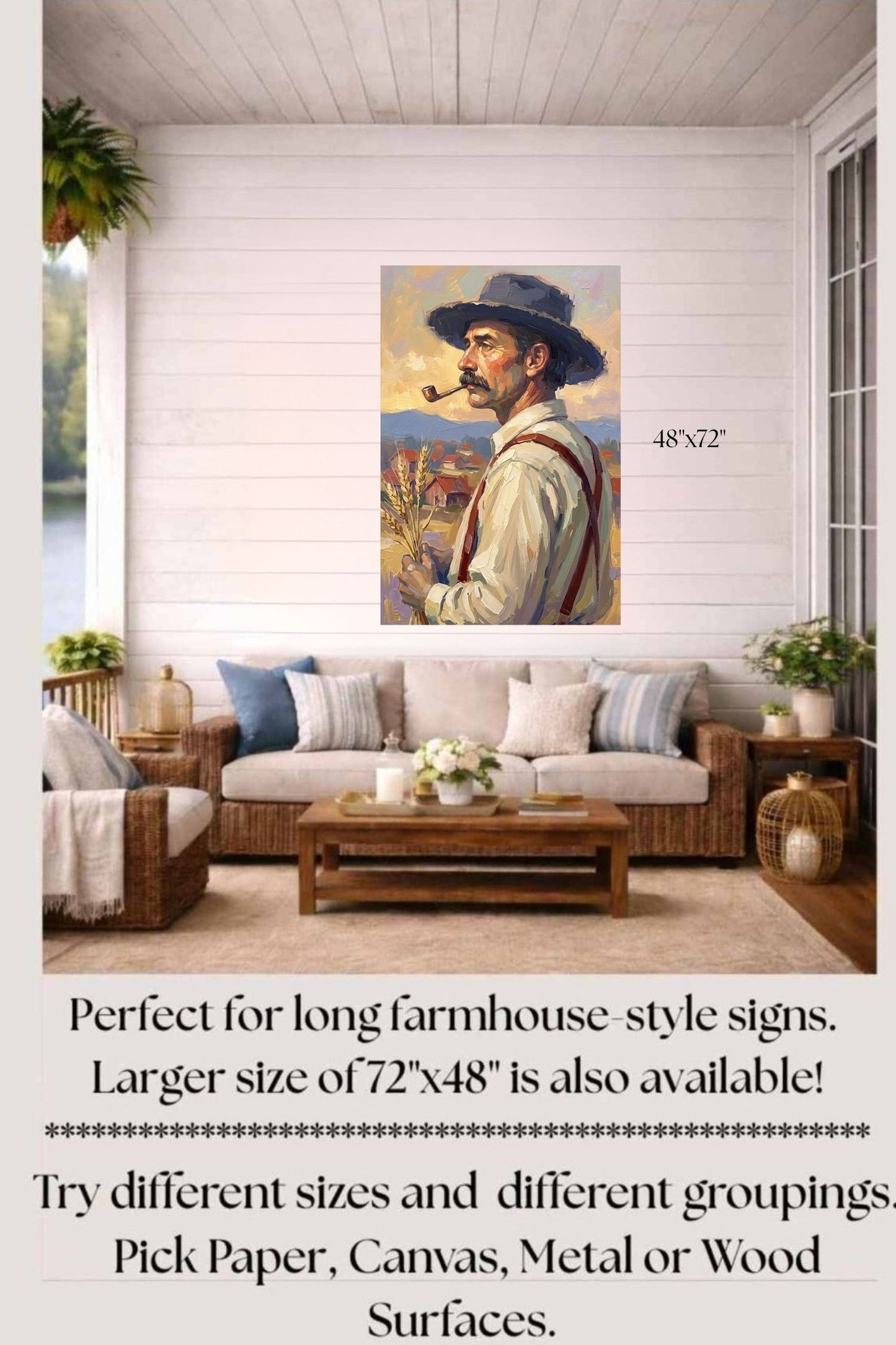 Farmer Man | Vintage Farm Print |Teresa Johnson Rural Wall Art | Harvest Impressionist Print | Giclée Paper • Wood • Metal • Canvas