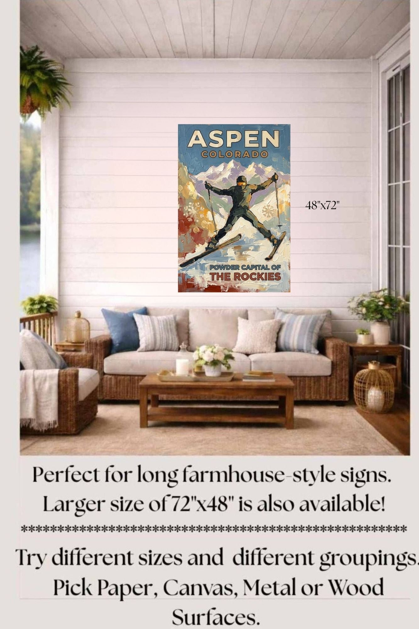 Aspen Colorado Powder Capital Of The Rockies| Snow Print| Giclee on Paper - Wood - Metal - Canvas