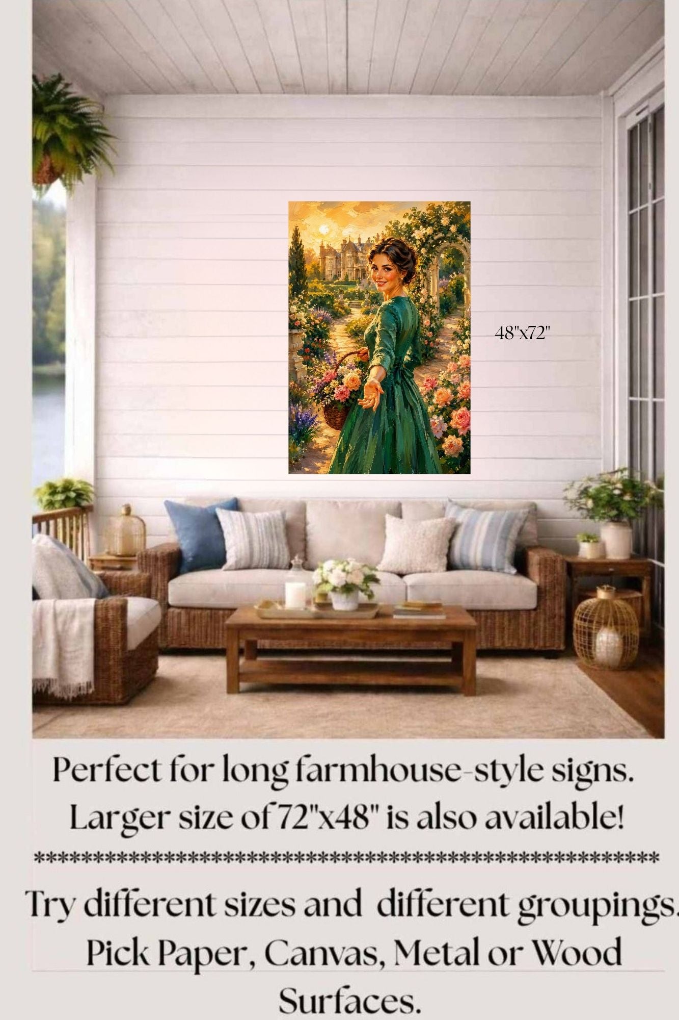 Join Me in my Garden | Romantic Garden Path | Impressionist Garden Wall Art | Giclée Paper • Wood • Metal • Canvas