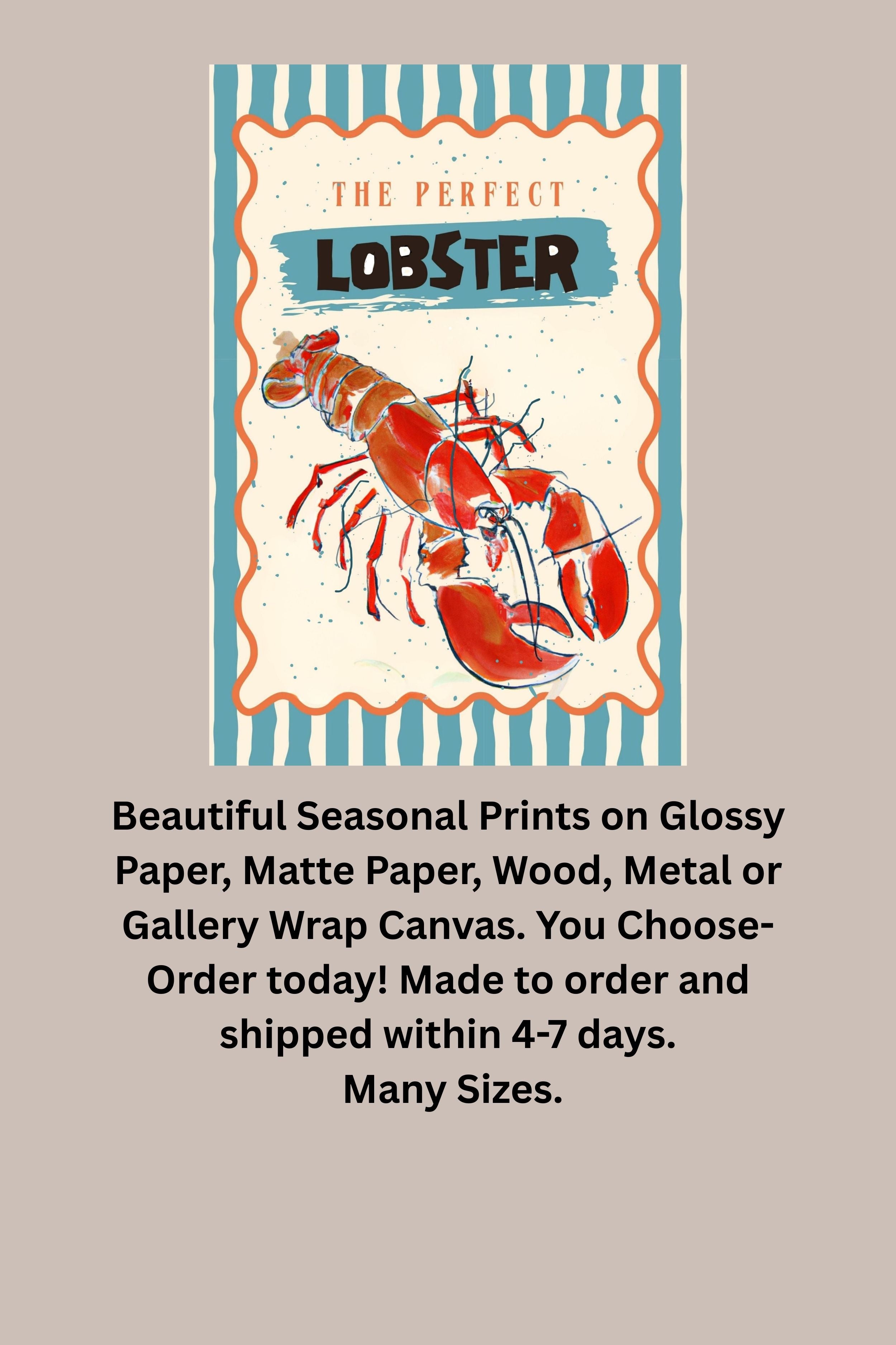Perfect Lobster, Coastal Food, Maine, Prints, Canvas, Wood, or Metal Art