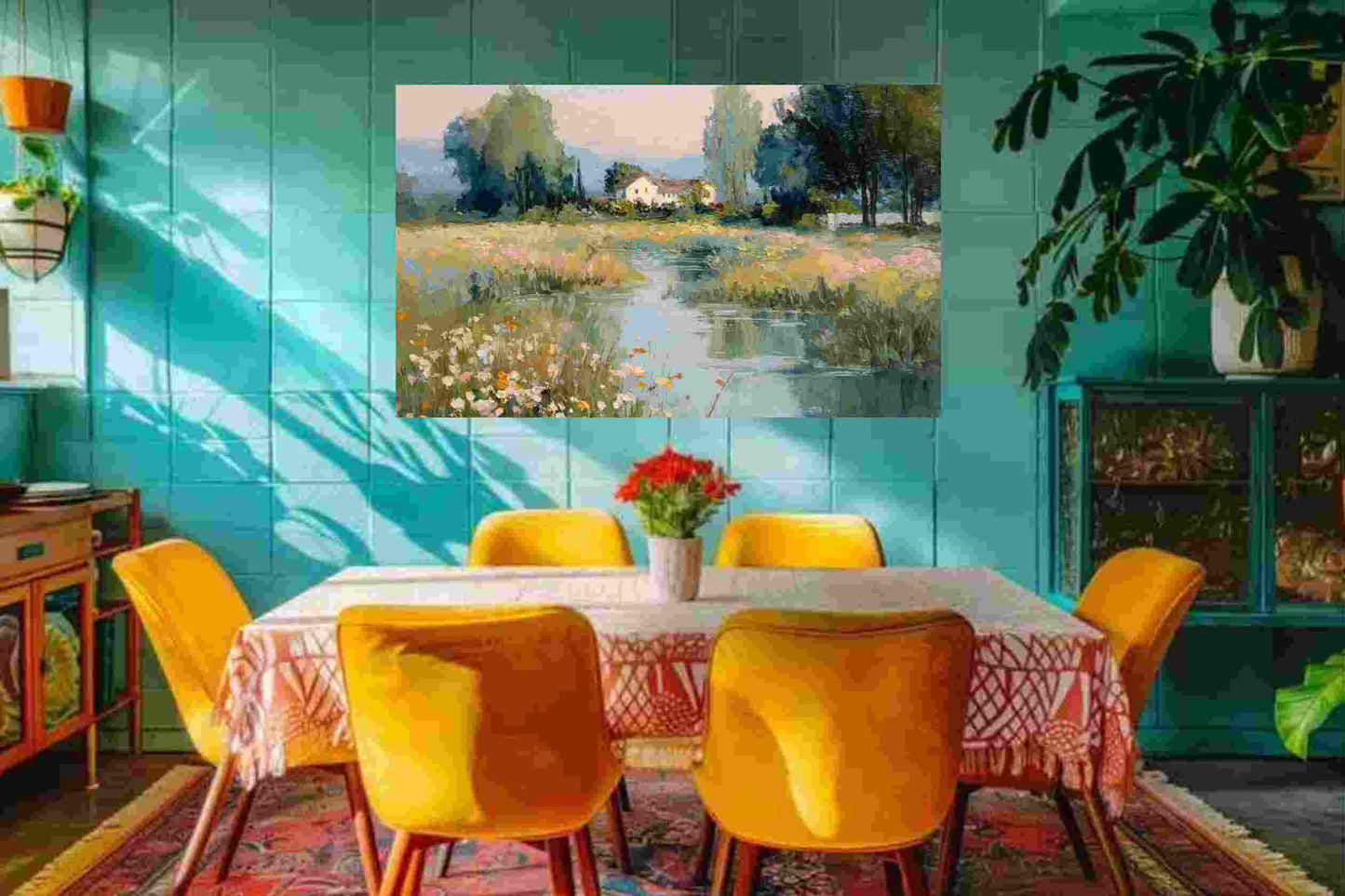 Gentle Waters Cottage |Impressionist Print| Stream and Wildflower Art| Cottage Garden Wall Art| Giclée on Canvas, Wood, Metal & Fine Art Paper