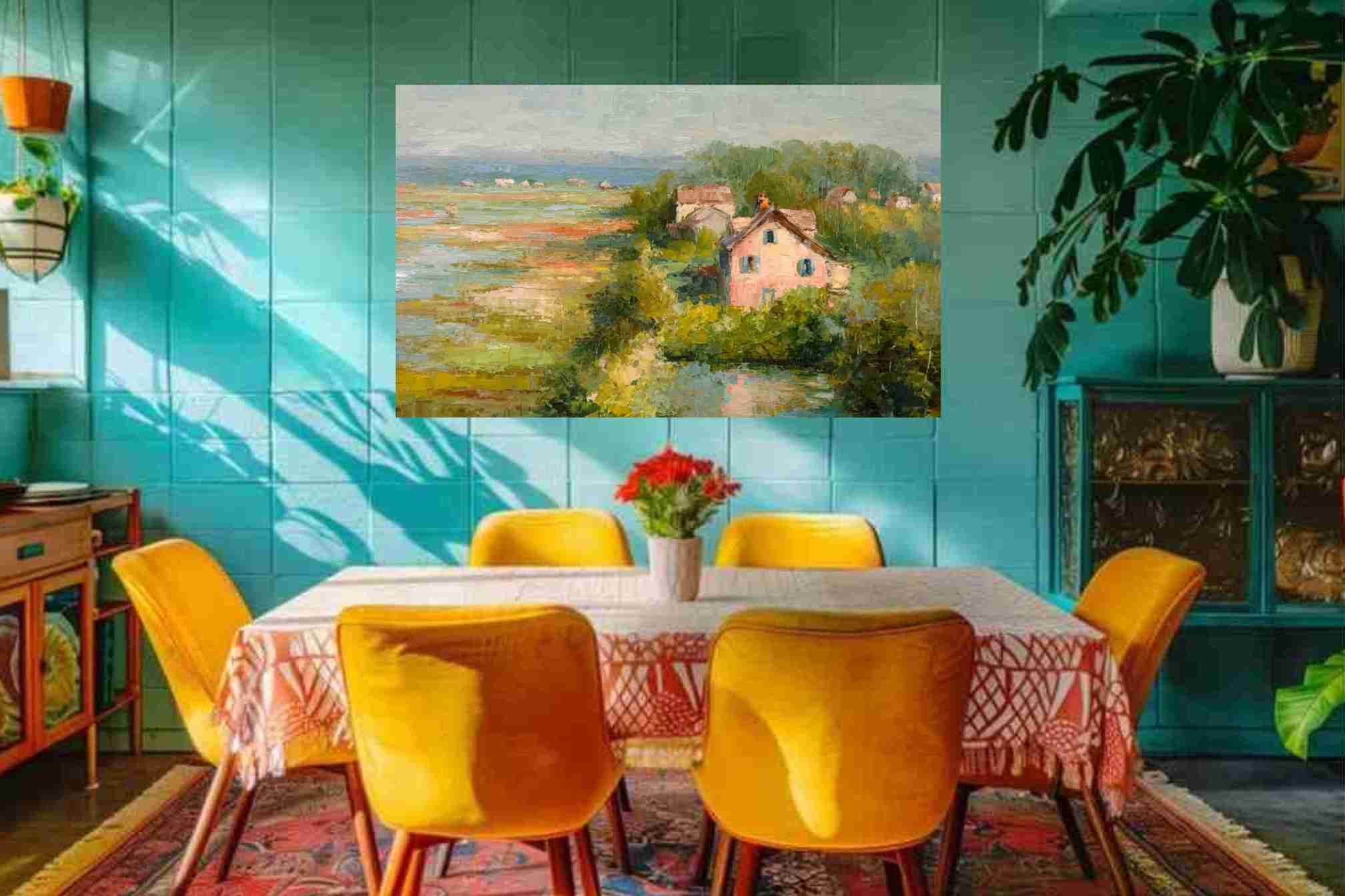 The Pink Cottage | Impressionist Print| Marsh Cottage Art| Coastal Wall Art| Giclée on Canvas, Wood, Metal & Fine Art Paper