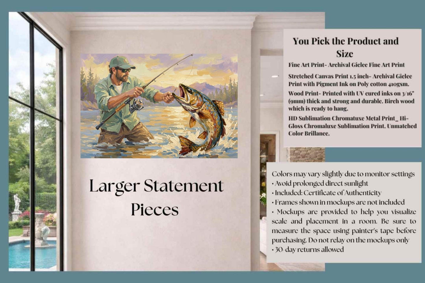 The Big Catch | Fisherman and Trout Art | Giclée Paper • Canvas • Wood • Metal Panels