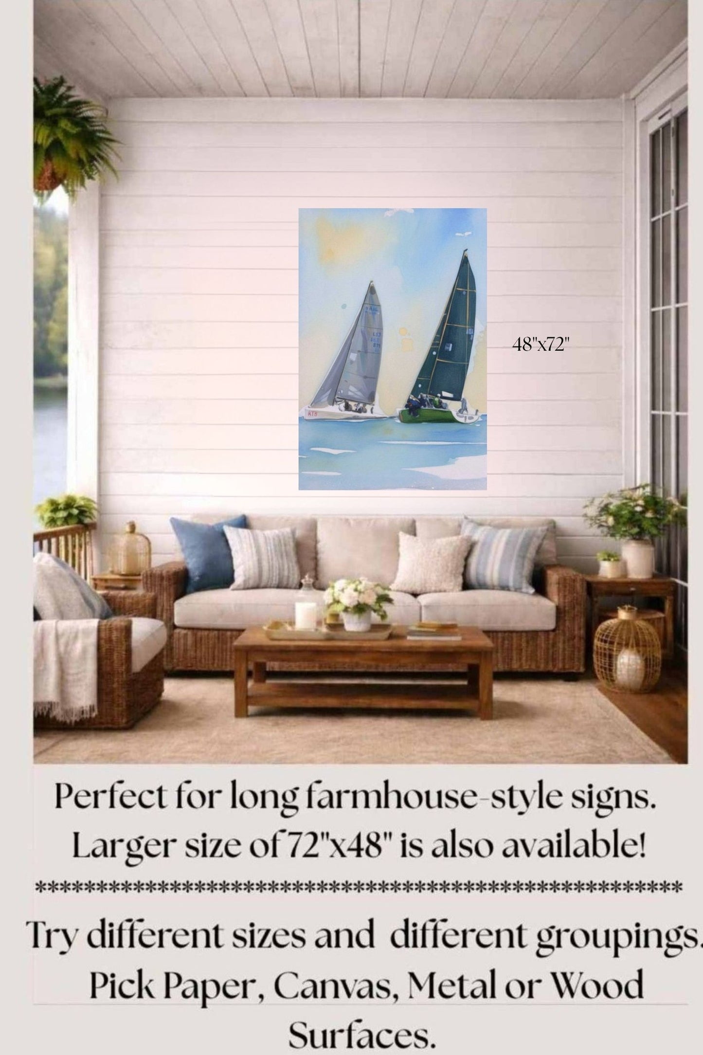 Summer Days Sailing Boats | Water Sports Art| Giclee Paper- Wood- Metal- Canvas