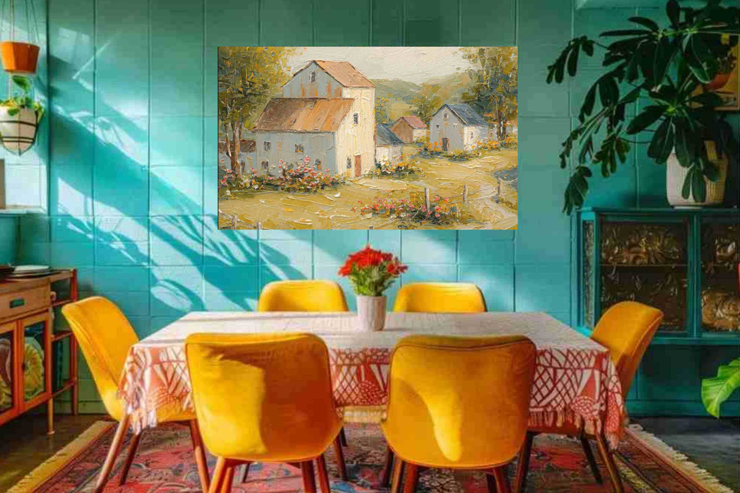 Tuscan Village Farmhouse |Impressionist Print| Italian Country| European Farmhouse Art| Giclée on Canvas, Wood, Metal & Fine Art Paper