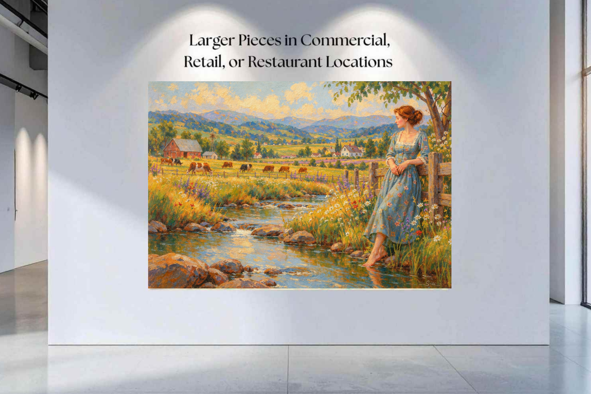 Barefoot Where The Wildflowers Grow | Vintage Farm Landscape Art | Giclee Paper • Wood • Metal • Canvas