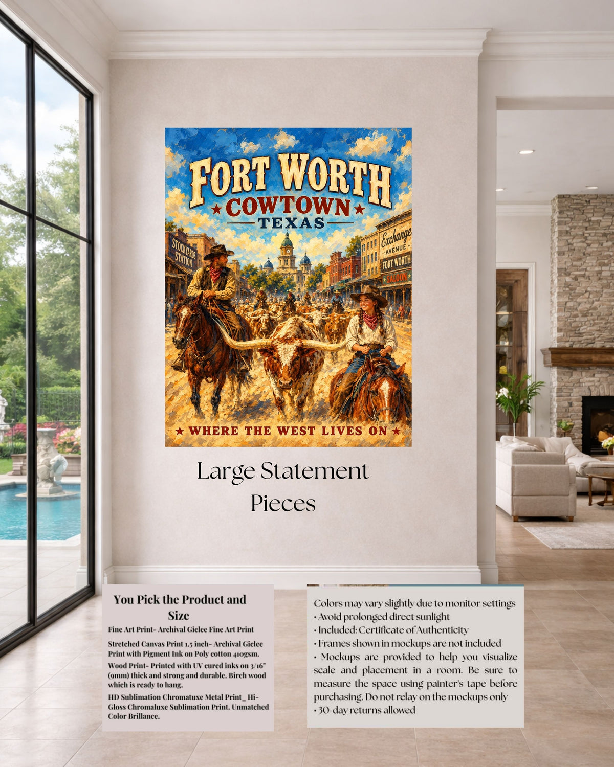 Where The West Lives On-Ft Worth Texas| Prints Canvas Wood Or Metal Art